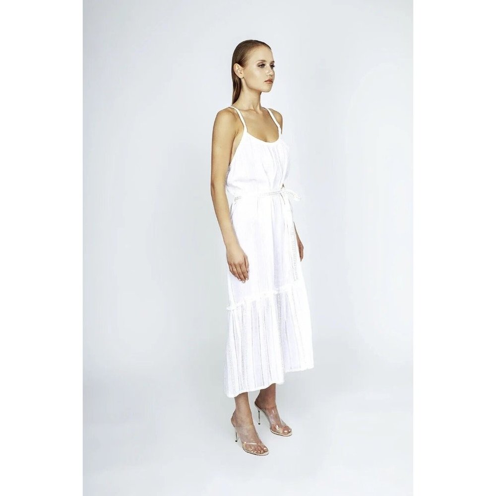 Lemlem Kelali Sun Dress White Maxi Semi Sheer Boho - Picture 7 of 11